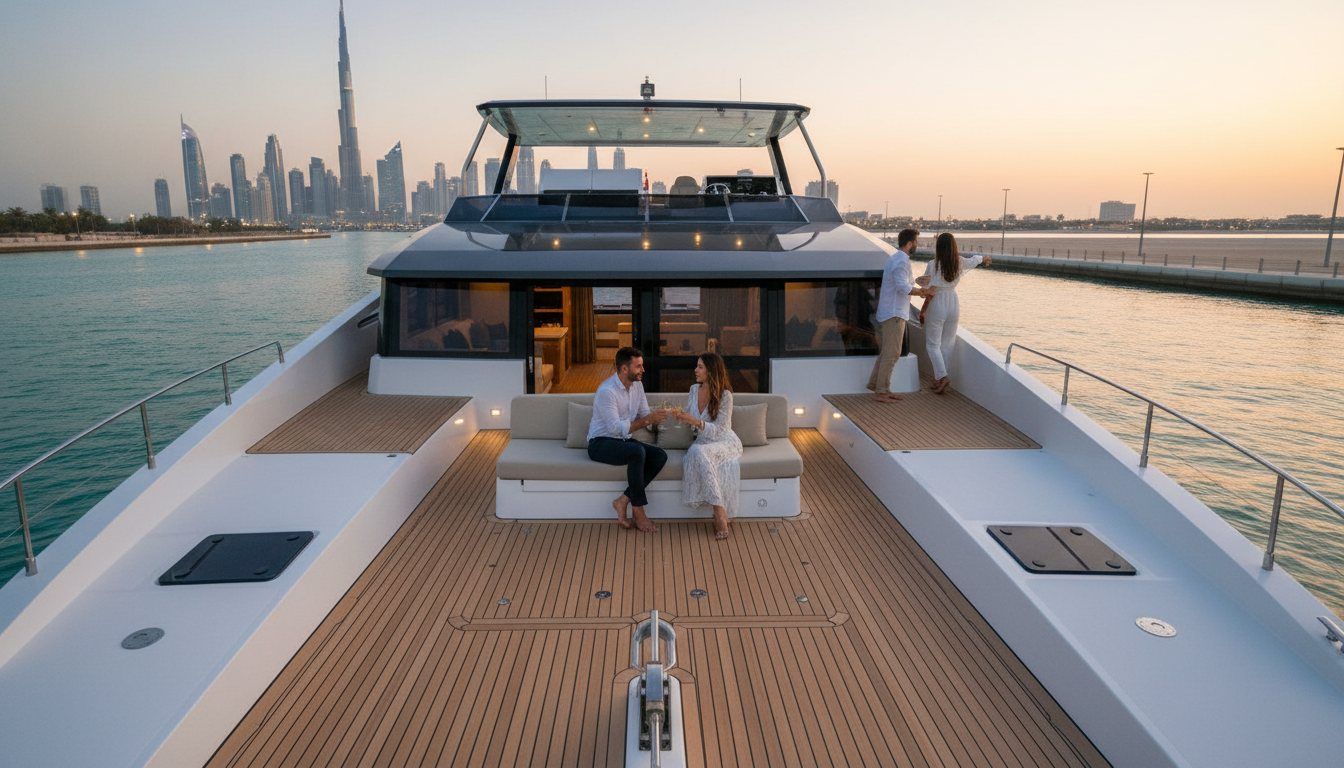 Bootsfahrt auf dem Dubai Canal mit Yacht