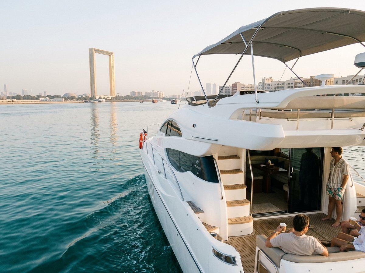 Looking forward from the aft deck toward the iconic Dubai skyline