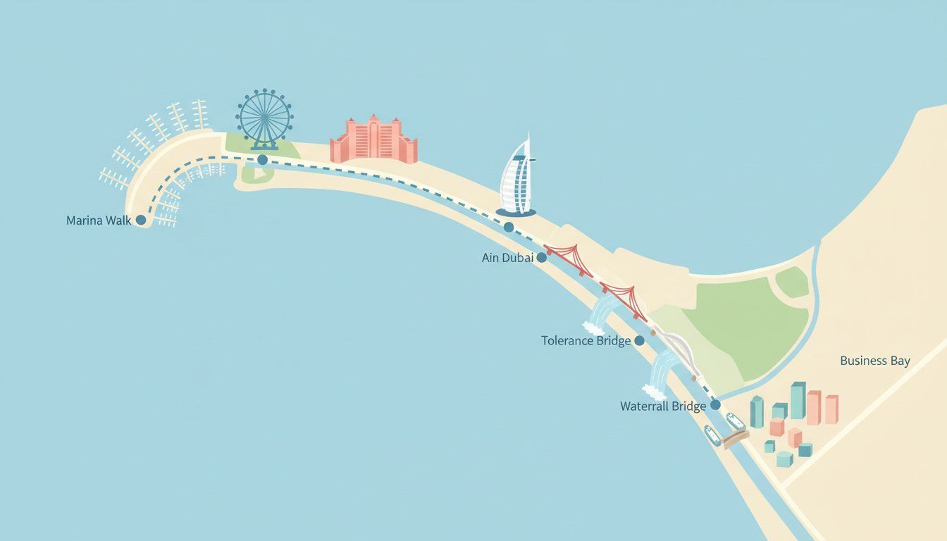 Karte: Bootsfahrt auf dem Dubai Canal mit Yacht
