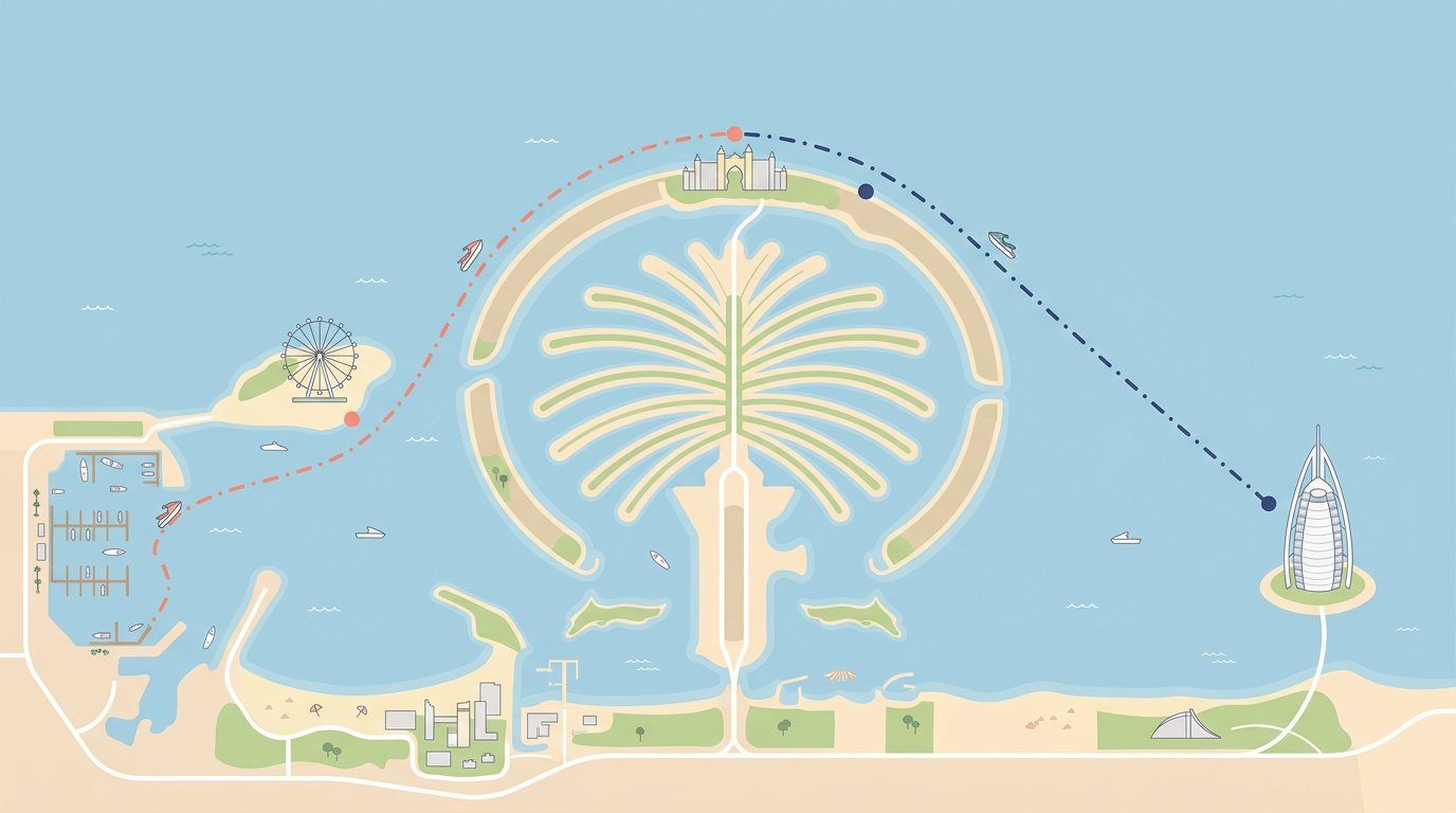 Karte: Jetski Tour entlang der Küste von Dubai